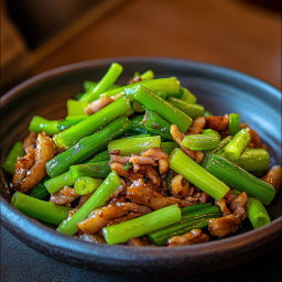 Stir-Fried Garlic Scapes with Shredded&nbsp;Pork